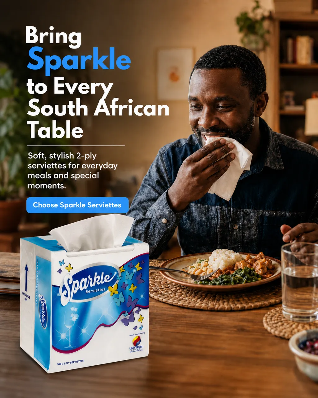 Sparkle Serviettes at a South African family table